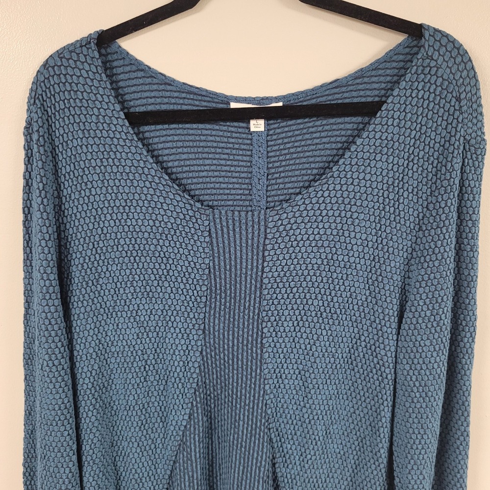 NorthStyle Teal Blue Textured Knit Tunic Dress Pockets Size L - Picture 3 of 8